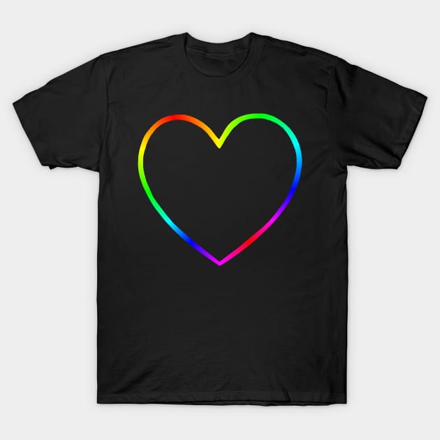 Rainbow Heart Outline T-Shirt by Art by Deborah Camp